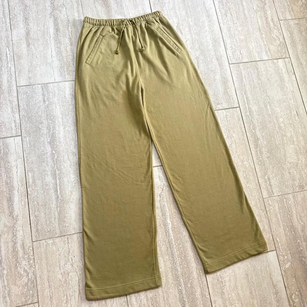 J.Crew Olive Green Wide Leg Pants Medium Drawstring Sweatpants Lounge Gorpcore
